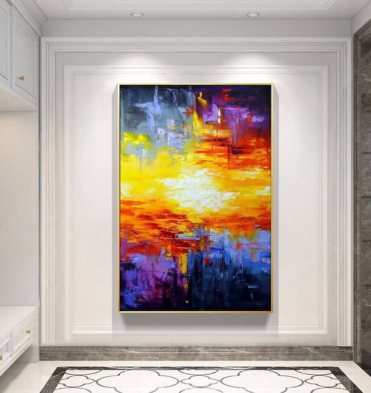 Knife Red Room Landscape Abstract Canvas Artwork LOEB4 wall art